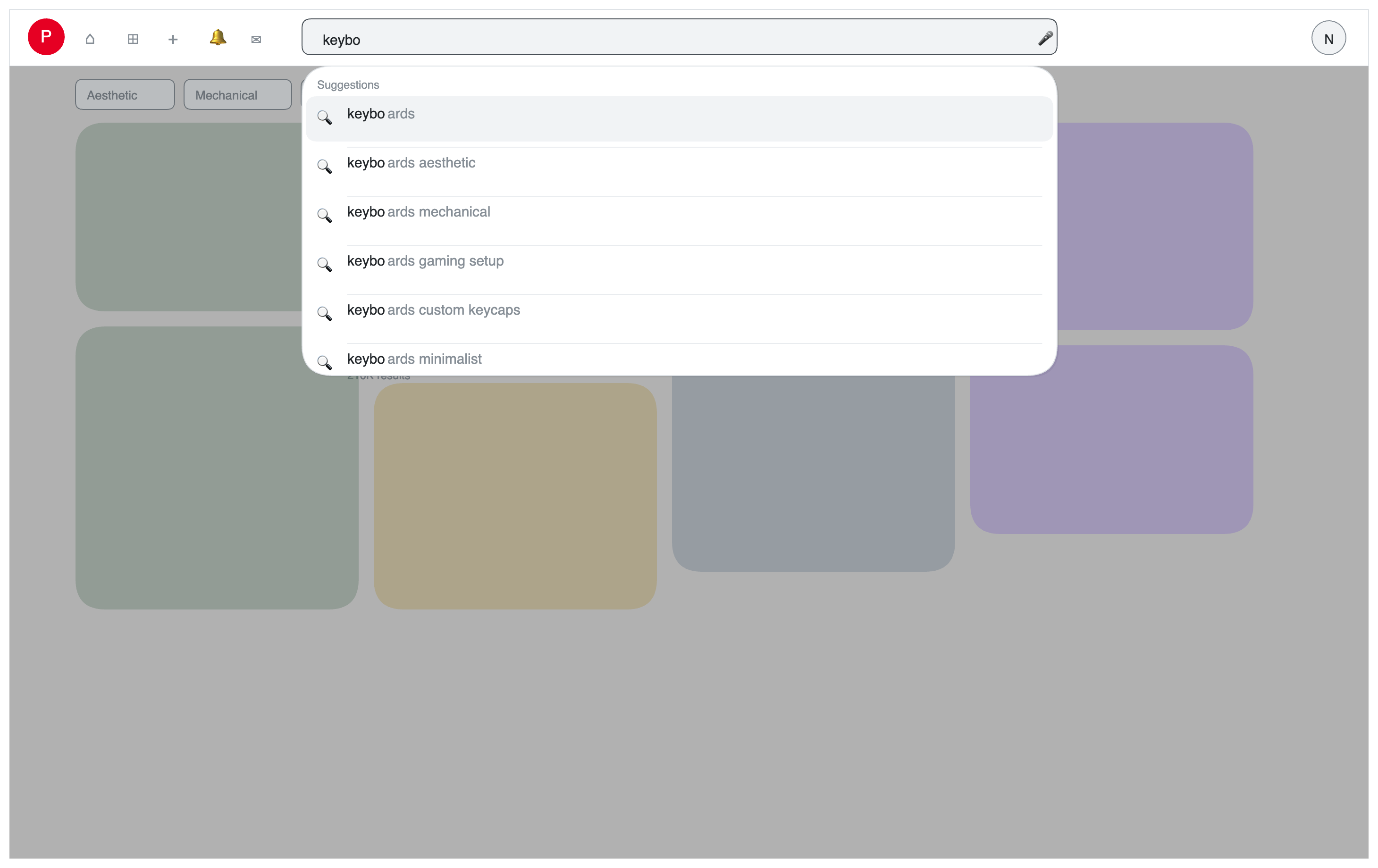 Search autocomplete wireframe